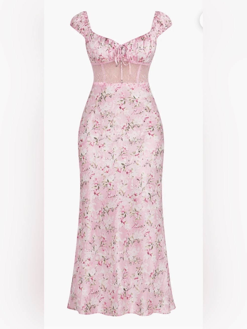 Pink Satin and Lace Coquette Dollette Floral Maxi Dress Forever 21 NWT Sz Large